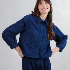 Raw Denim Boxy Hemd Blau